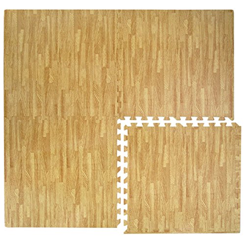 EYEPOWER Tapis Puzzle de Sol Extensible en EVA Couleur parquet Bois Marron Clair