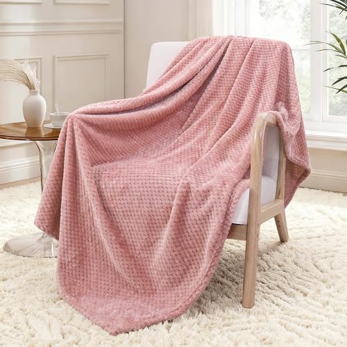 Product Image of the Exclusivo Mezcla Fleece Throw Blanket Extra Large, Super Soft and Warm Blankets for Couch, Sofa and Bed Waffle Textured, Cozy, Fuzzy and Lightweight (Dusty Pink, 50x70 Inches)