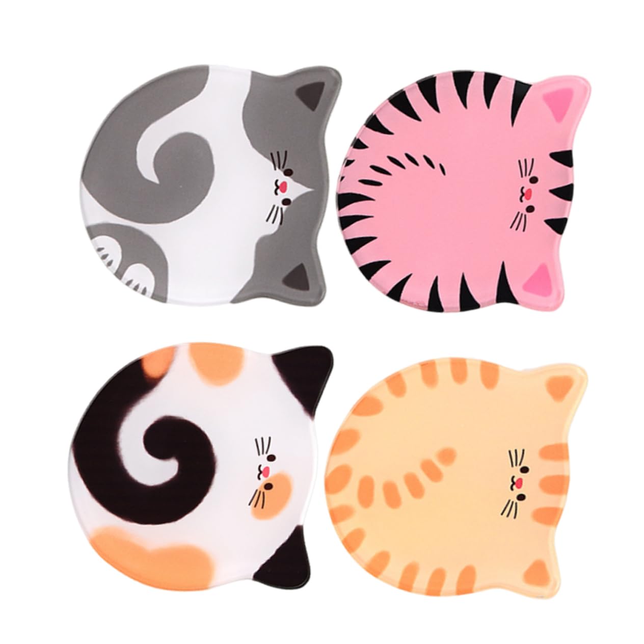 BESTOYARD 16piezas Posavasos Acrílicos Diseño De Gato Antideslizantes para Bebidas Café y Cerveza Decoración Moderna para