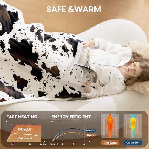 Image of Heated Blanket Throw Blanket - Fast Heating Electric Blanket, Soft Flannel Heated Throw with 4 Time Settings,10 Heating Settings, Warm Gifts for Women & Mom & Grandma