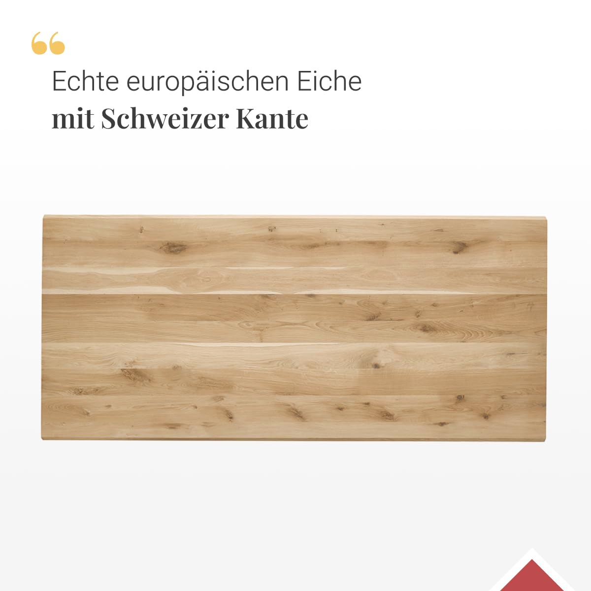 Tischplatte aus Eiche massiv 180 x 90 cm | Massiv & Rustikal, Echtholz, Schreibtisch oder Esstisch geeignet, DIY-Tisch, Kante Swiss
