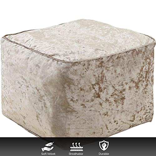 iStyle Mode Crush Velvet Square Shape Bean Bags Indoor Seating Footstools Foot Rest Stool Pouffe Ottoman 40 x 40 x 30cm (Mink) - Image 3