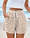 BTFBM Casual Striped Shorts for Women 2026 Spring Summer Elastic Waist Y2K Lounge Pajama Vacation Beach PJ Bottoms Clothes(Khaki, Medium)