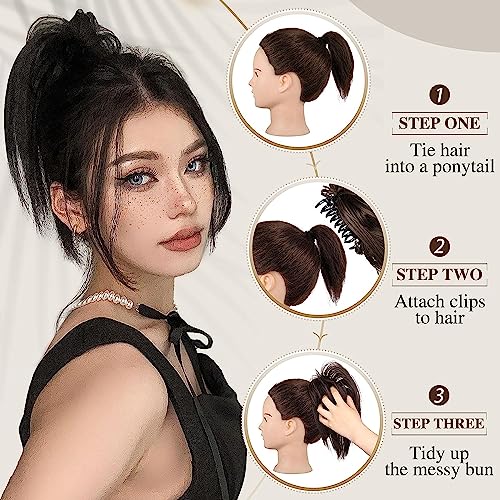 Pince pour queue de cheval en désordre, Messy Bun Morceau de cheveux Pince à cheveux Chignon ondulé Chignon bouclé pour femme (7#)