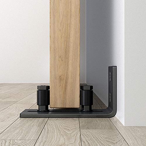 Winsoon Sliding Barn Door Floor Guide Wall Mount Adjustable Double Roller Hardware For Bottom Black With Screws(1 Set) #TOP2