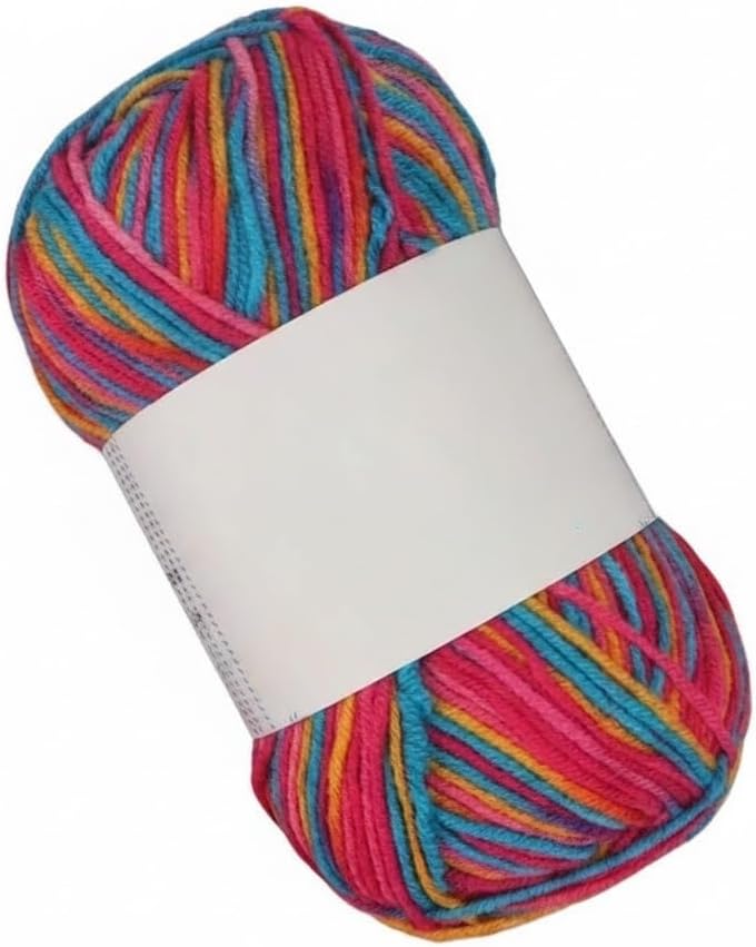 5 Rolls 3-Ply Space-Dyed Milk Cotton Yarn for Crocheting 2mm Variegated Thread 50g(14)