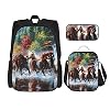 Paarden Print Rugzak Voor Jongens Tieners Boekentas Reizen Dagrugzak, Lunch Bag En Potlood Case Combinatie