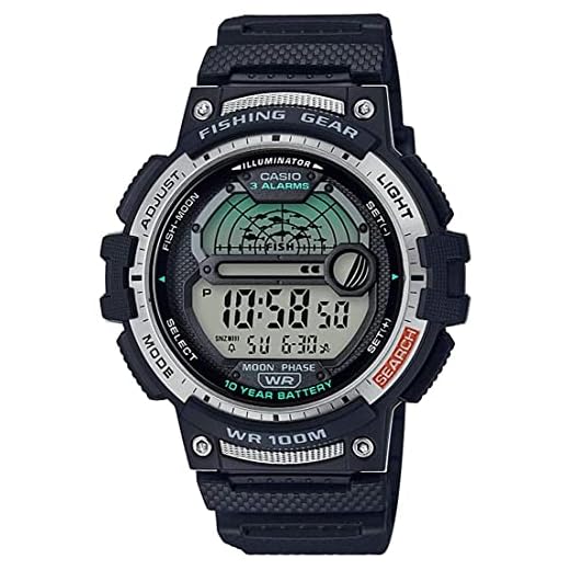 Casio Men's Fishing Timer Quartz Watch with Resin Strap, Black, 24.1 (Model: WS-1200H-1AVCF)