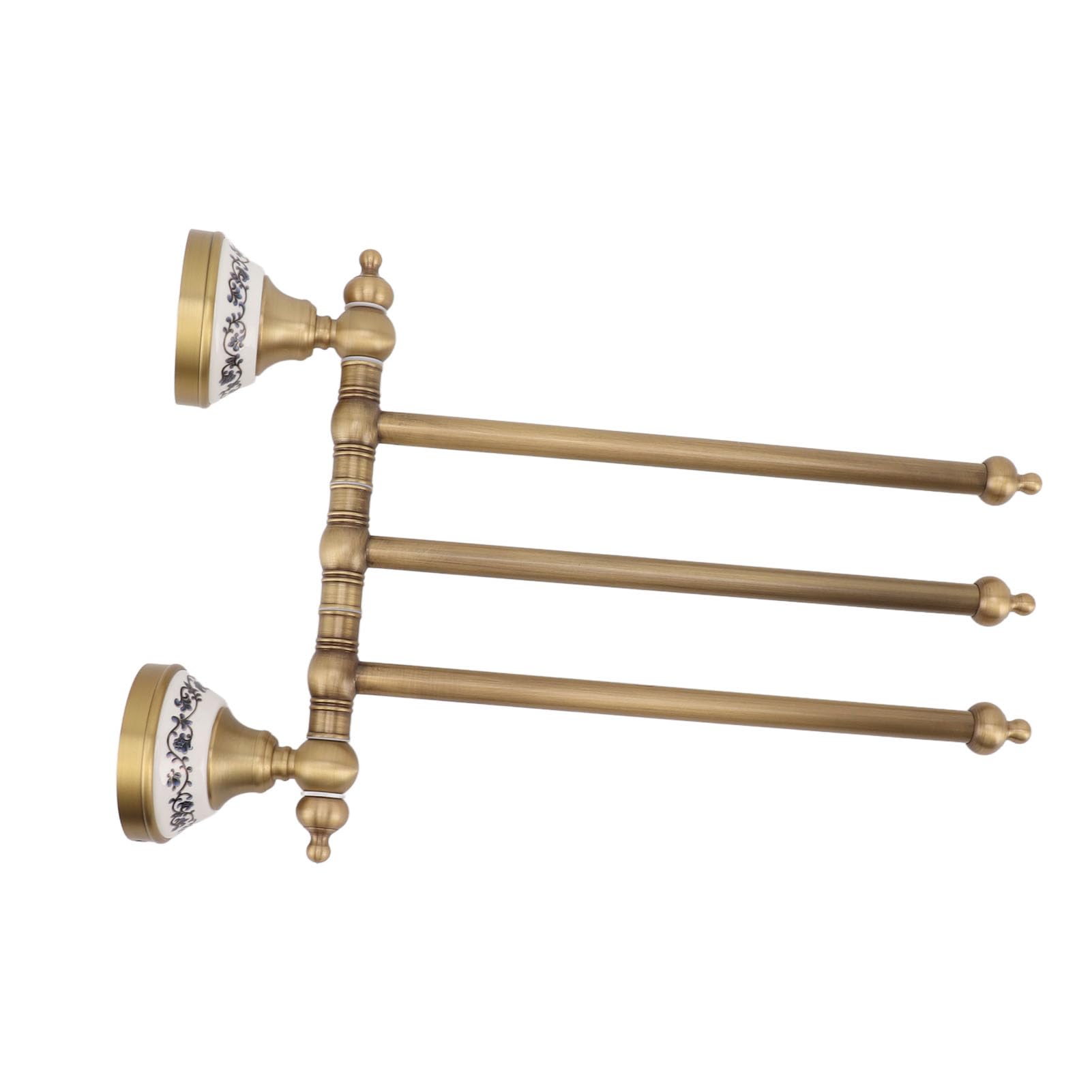 Hyuduo Toallero Giratorio de Latón Antiguo con Cuatro Varillas Giratorias, Colgador de Toallas Montado en la Pared, Construcción de Latón para Toallas de Mano de Baño, Uso en Baños (Tres Varillas)