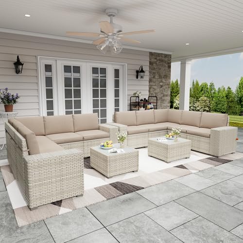 Broivira 12 Piece Patio Furniture Set, 9.8" Wide Arm Sectional