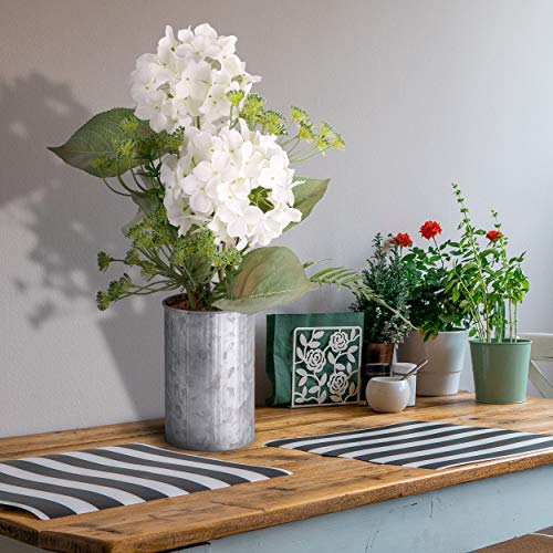 Teresa's Collections Artificial Hydrangea Flower With Metal Vase, Faux Plant Bouquets In Planter Pot, Farmhouse Fake Flower Arrangements For Indoor Outdoor Home Living Room Table Centerpieces Decor #TOP2