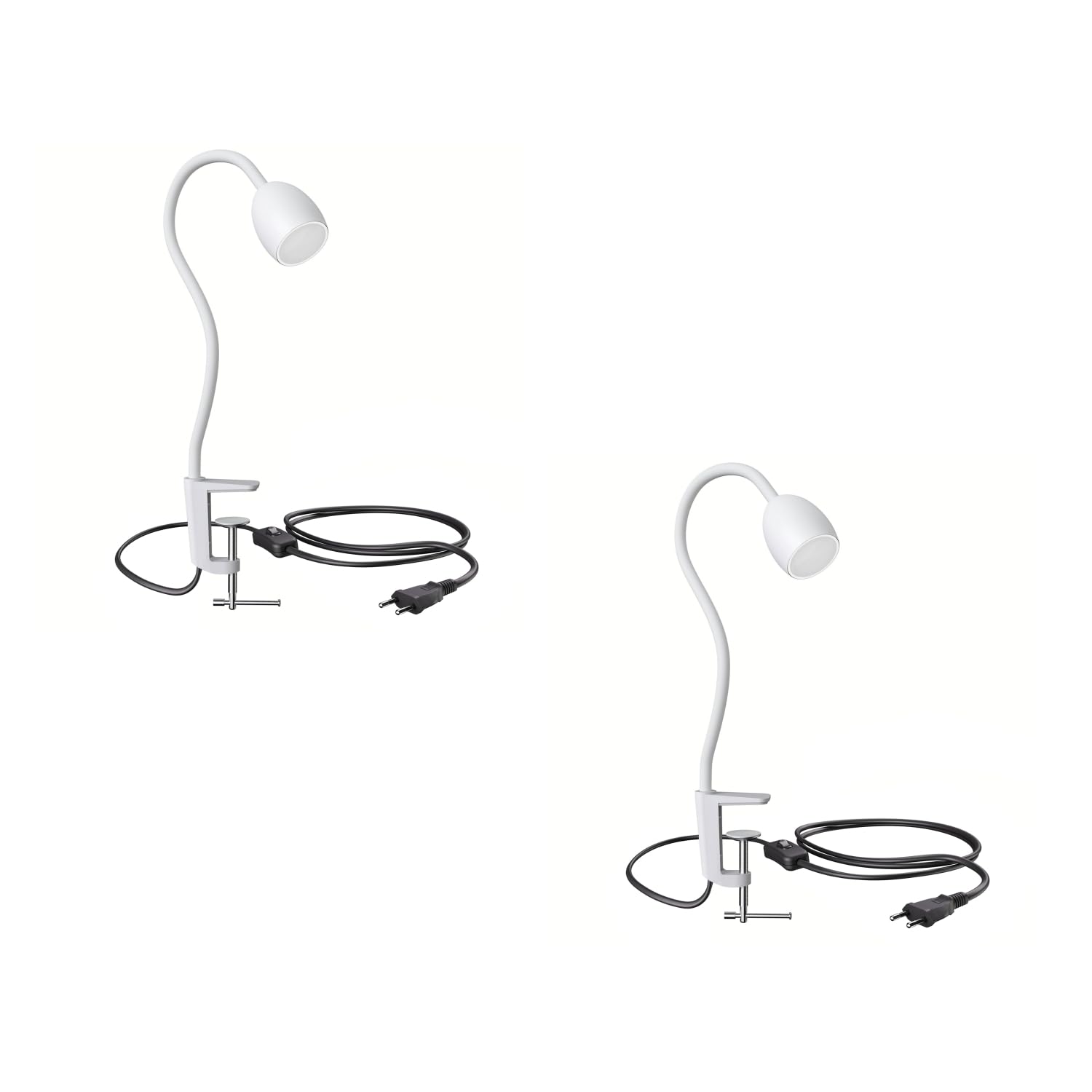 ledscom.de 2x GU10 lámpara de pinza KLUK con cuello de cisne, blanco incl. GU10, blanco cálido, 4.914W, 450lm