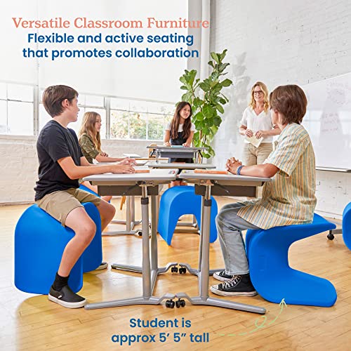 Image of ECR4Kids Wave Seat Perch Stool, 18in - 19.6in Seat Height, Flexible Seating, Blue