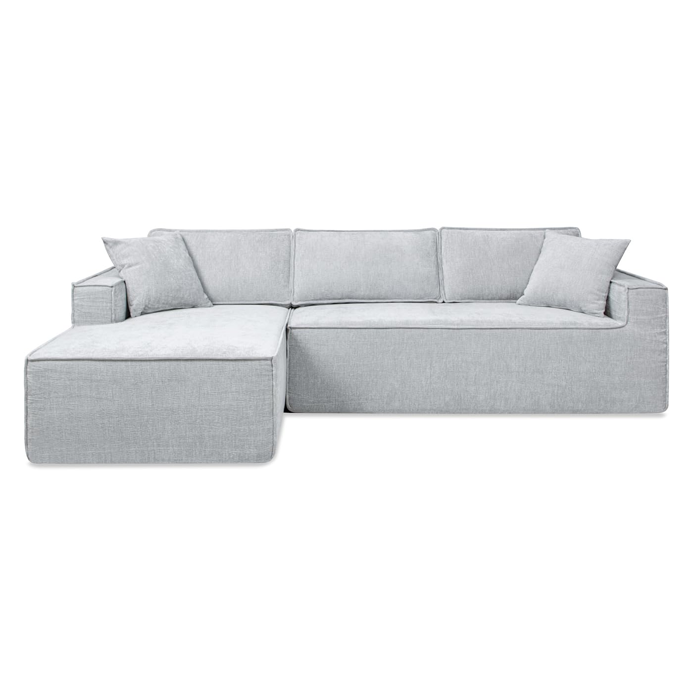 Jennifer Taylor Home Brenley 110.5" LAF Sofa-in-a-Box Sectional Sofa, Ash Gray Chenille ( Incomplete)