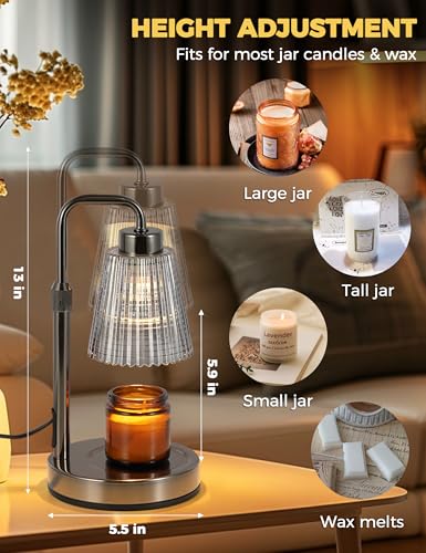 Image of Silver Gray Candle Warmer Lamp with 24h Cycle Timer, Dimmable Wax Warmer