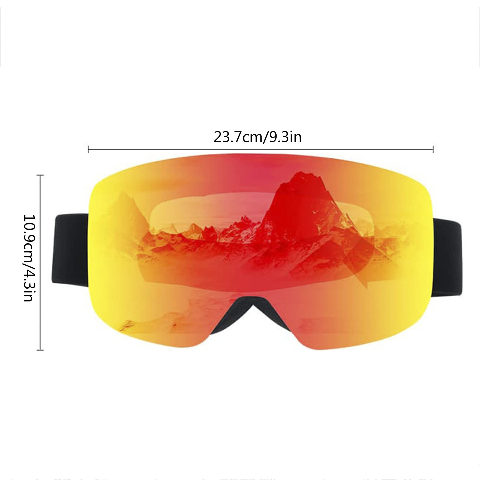 Lunettes de Ski OTG pour Homme et Femme, Masque de Ski Anti-Buée UV Protection, Masque et Lunettes de Ski Moto Skateboard, Compatible avec Casque pour Sports Hiver