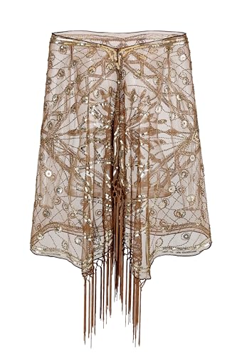 Metme Women's 1920s Scarf Wraps Sequin Deco Fringed Wedding Cape Evening Shawl Vintage Prom2