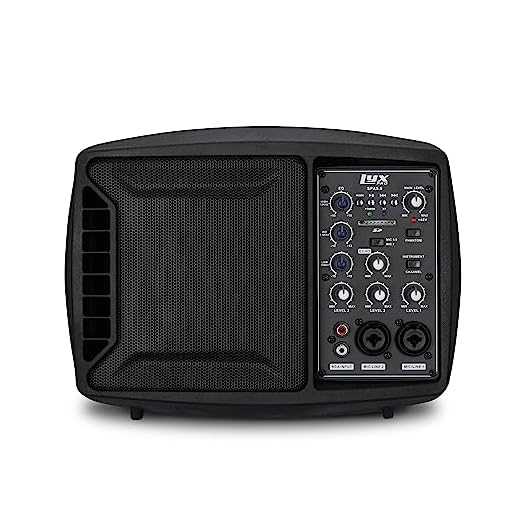 LyxPro SPA-5.5 Small PA Speaker Monitor Class-D Amplifier 3 Channel Mixer 3 Band EQ, Powerful Compact Active Speaker System amp with mixer 48V Phantom Power