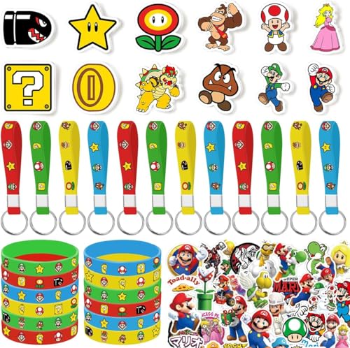 PEACHPUNK 86PCS Mario Birthday Party Supplies, Birthday Gifts Set for Mario Theme Party