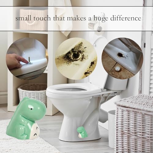Image of ZUNON Toilet Bolt Caps, Decorative Toilet Bolt Covers, Ceramic Cute Dinosaur Covers Toilet Bolts Bathroom Decor Easy Installation Set of 2 (Green Dinosaur 2PCS)