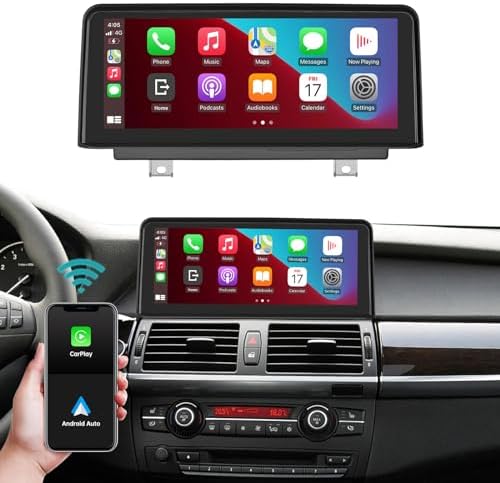 10.25 Inch Car Radio Compatible for BMW X5/X6 E70 E71 2011-2013 with CIC System Touchscreen, Support Wireless CarPlay/Android Auto/Mirrorlink/GPS Navigation, Upgrade Car Stereo Receiver