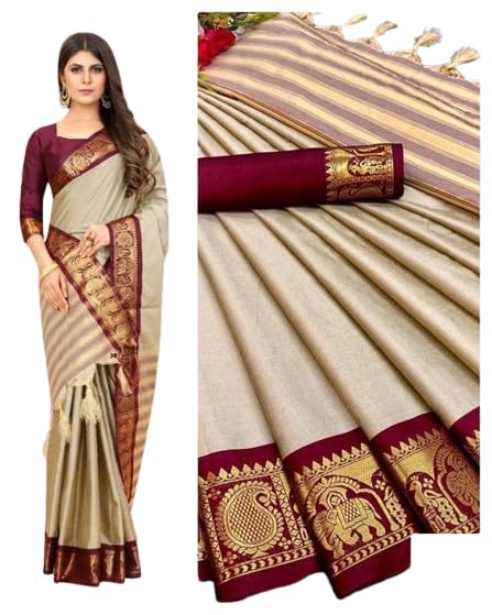 Classic Cotton Silk Jacquard Saree with Blouse piece