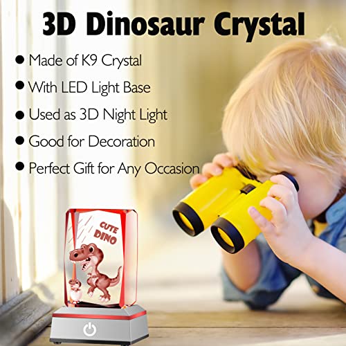 Erwei 3D Dinosaur Night Light For Men Women Etched Dinosaur Crystal Figurine Decor Birthday Gift For Kids Dinosaur Lovers Multicolor Dinosaur Night Lamp Glass Dinosaur Paperweight #TOP6
