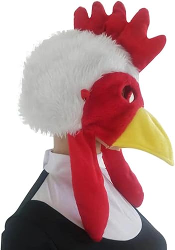 Miniatura 3 de Máscara de cabeza de pollo, sombrero de disfraz de gallo de felpa para Halloween, fiesta de Navidad