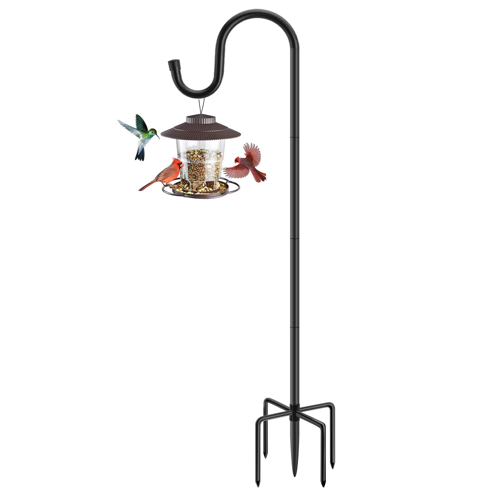 84" Shepherds Hooks for Outdoor, Heavy Duty Bird Feeder Pole for Hanging Lantern, Hummingbird Feeder, Shepherds Hook for Bird Feeders for Outside with 5 Prongs Base,1 Packs