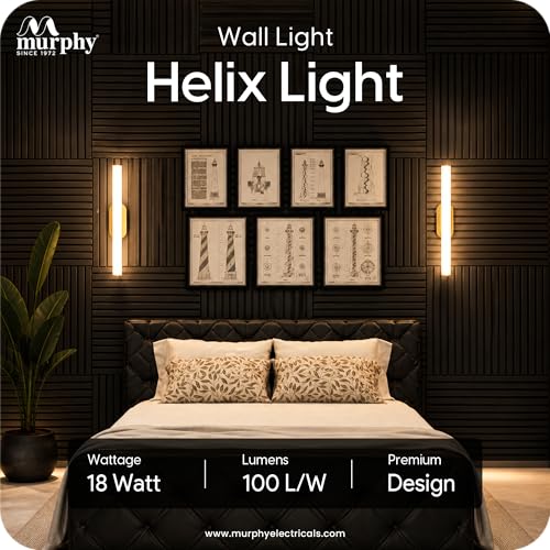Image of Murphy Helix 18W LED Picture Light, 3C Color Changing (CW /WW /NW), Antique Gold Finish, Modern Wall Mounted Mirror Light for Bathroom, Dressing & Artwork Lighting (Pack of 2)