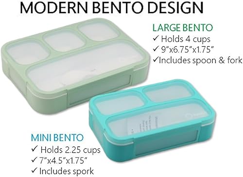Miniatura 4 de Bento - Juego de Lonchera para almuerzo o refrigerio, a prueba de fugas, con recipientes, para niños y adultos, libre de BPA, apto para microondas y