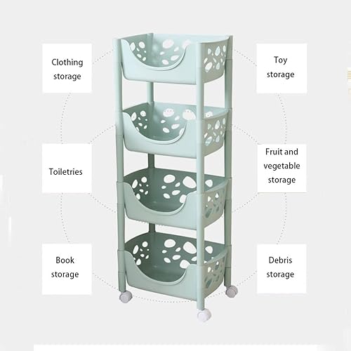 Miniatura 2 de Carrito de almacenamiento de frutas y verduras, organizador y estante de almacenamiento para cocina, uso diario, cesta de frutas y verduras montada