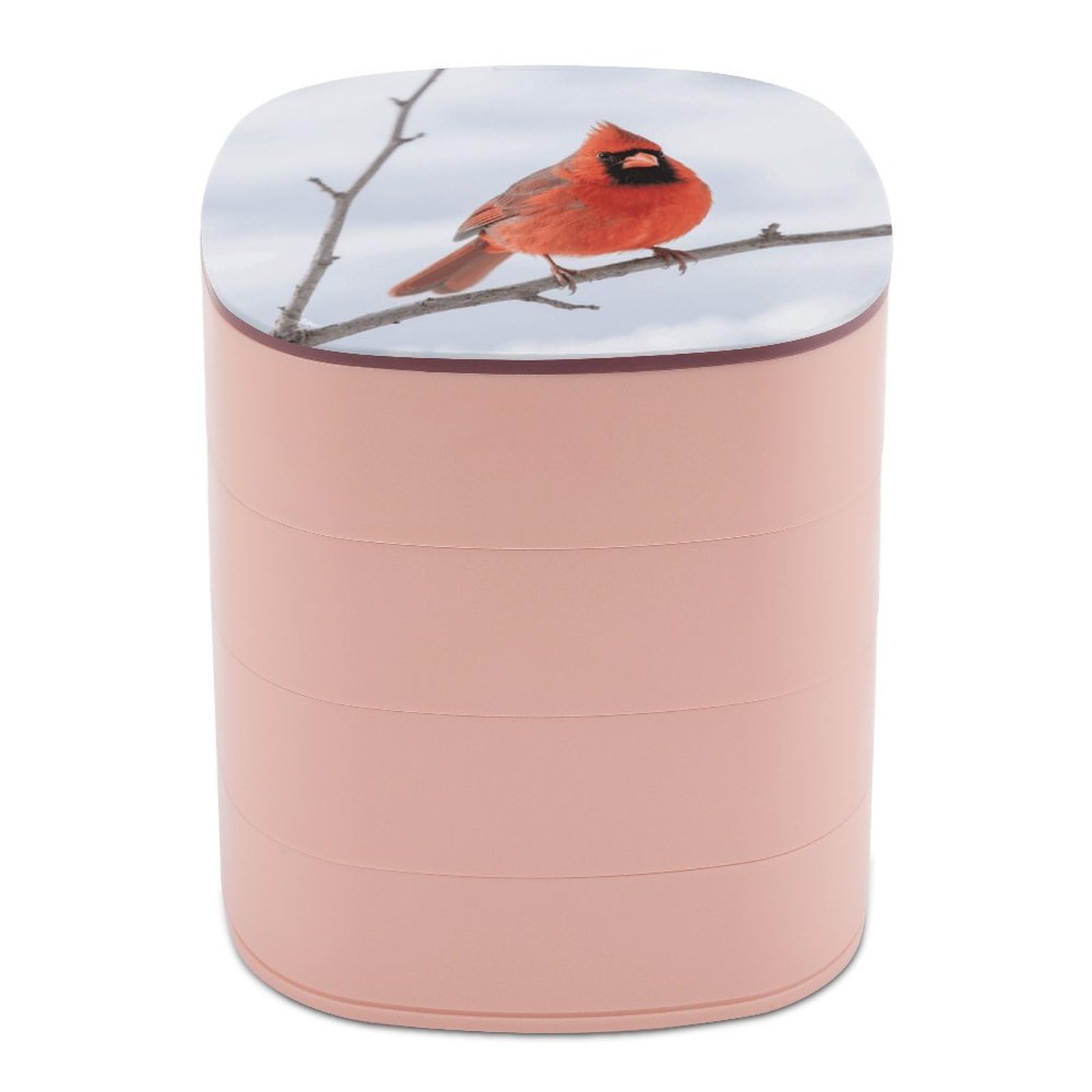 VstaDank Cardinal Bird Jewelry Box with Mirror 4-Layer Rotating Jewelry Tray Case Portable Jewelry Case Trinket Boxes Trinket Cases Travel Jewelry Organizer Earrings Storage Box