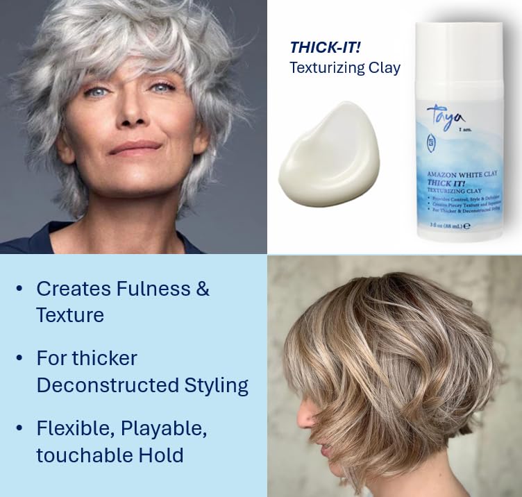 Taya Amazon White Clay Thick It, Texturizing Clay – Hair Texturizer Paste for Thin, Fine and Thinning Hair– Hair Thickening & Volumizing Hair Paste for Thicker Deconstructed Styling
