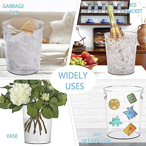 Tiawudi 6 Pack Ice Bucket, Plastic Wine Chiller for Champagne, Beverage, Soda and Beer, Wine Bottle Cooler, Ice Tub, Multi-Use Clear Bucket as Vase, Flower Pot or Trash Bin