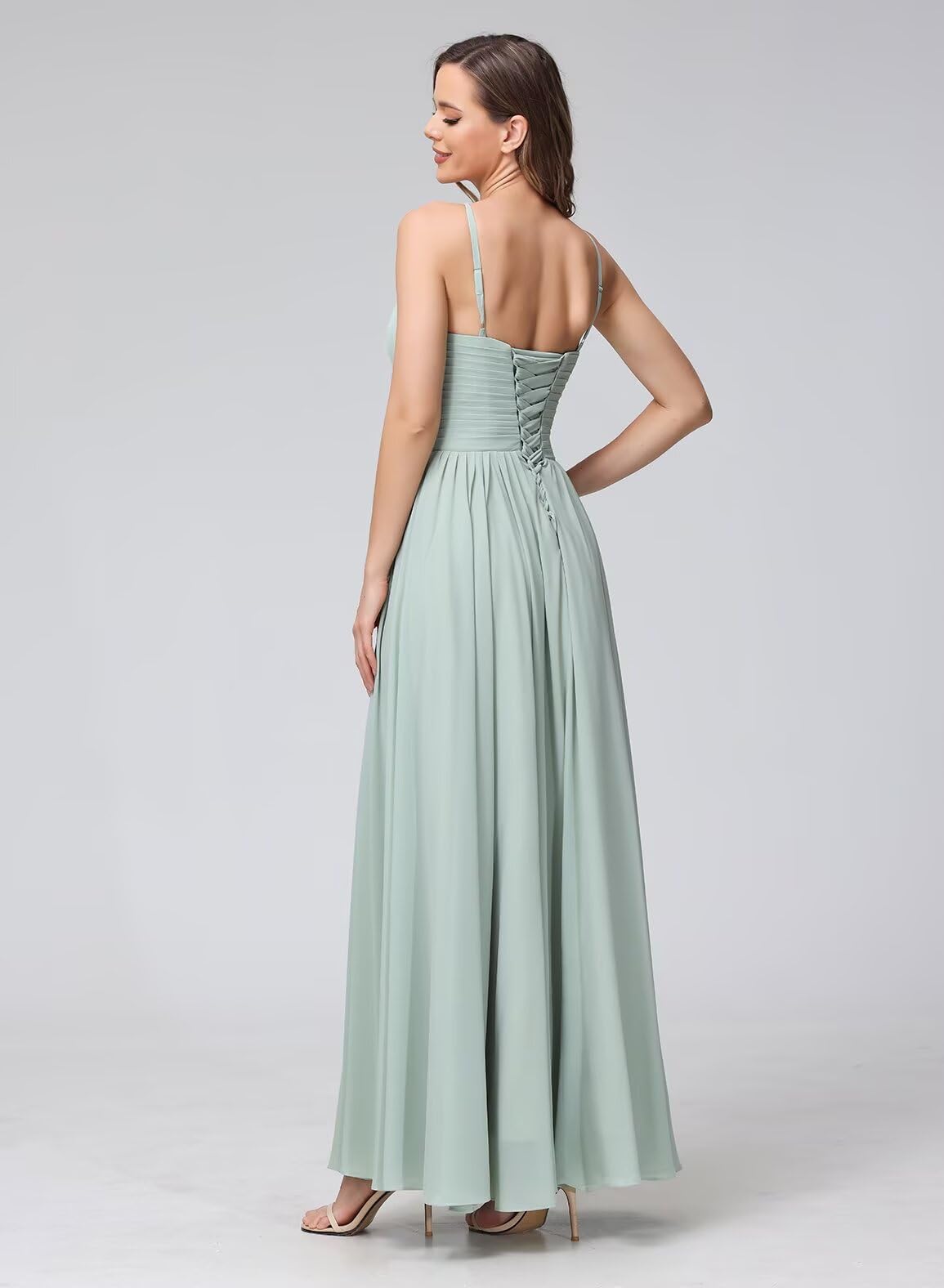 Clothfun Damen Halfter Brautjungfer Kleider Lang Chiffon Formelle Kleider Abend Party Kleid 2020