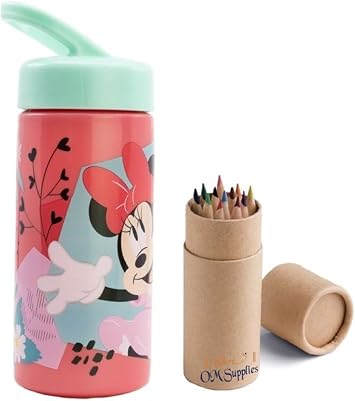 Minnie Reusable Sipper Water Bottle Drink Bottle with built-in handle for Easy Carry School Lunch Kids Childrens 410ml Minnie