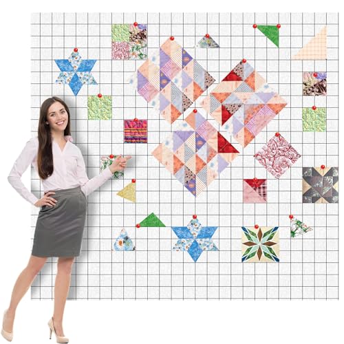 CroBlissful Quilt Design Wall 72 x 60 Inch Quilt Wall Design Board for Quilting Quilters with 2 Inch Grid Lines Portable Sewing Block Projects Fabric Supplies Holding Craft Display(Polyester Cotton)