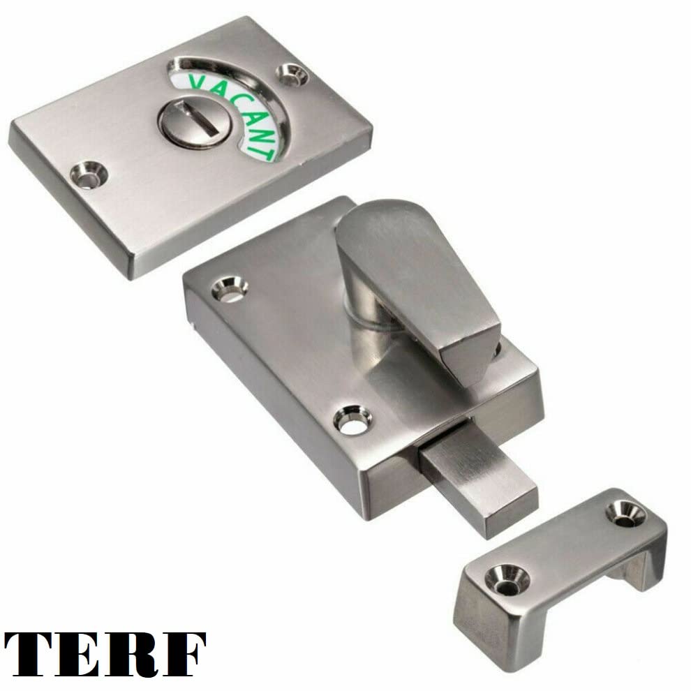 TERF® Heavy Duty Polished Chrome Indicator Lock Catch Latch Bolt 60mm Door Vacant Engaged Display Indicator Bolt with Fixing Screw Use For Bathroom Public Toilet Restroom and Multi Purpose Use - Image 5