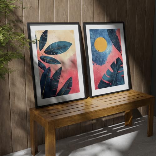 Image of COLOSSAL ART HOUSE Wall Art Set of 2 - 10x13 inch Framed Paintings for Living Room, Bedroom & Home Decor - Modern Wall Decoration for Interior Spaces, Aesthetic & Stylish Design Olive