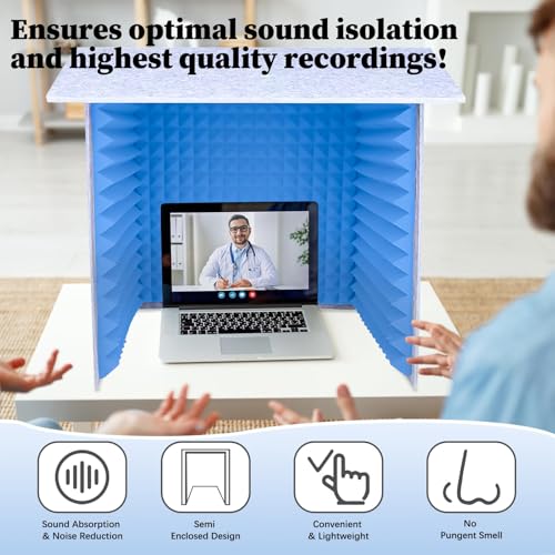 JTWWDM Estudio de Grabación Musical Pequeño, Cabina Acústica Portátil de Escritorio de 23.6 pulg, Plegable, Cuadrada Moderna para Grabación Vocal miniatura 3