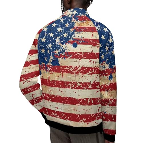 Chaqueta ligera con estampado bandera americana para hombre miniatura 5