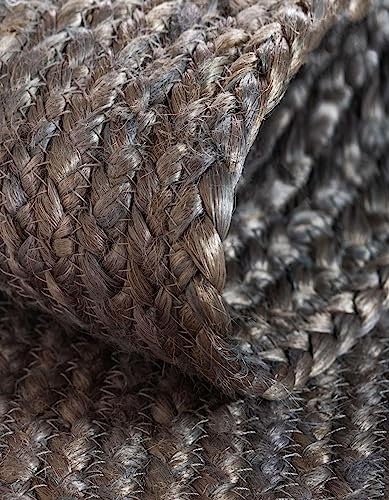 Image of Unique Loom Braided Jute Collection Area Rug - Dhaka (1' 2 inch x 10' Table Runner, Gray)