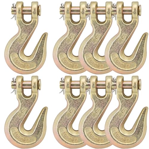 Image of 8Pcs 5 /16 Inch Grade 70 Forged Alloy Steel Clevis Chain Hooks | 5,400 Lbs heavy grab hooks, sturdy lifting gear for freight hauling, vehicle transit & industrial rigging