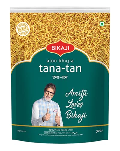 Image of Bikaji Aslee Bikaneri - Tana-Tan Bhujia - Aloo Bhujia - Potato Noodles Snacks - Fried Sticks Indian Namkeen 1 Kg (Pack of 2)