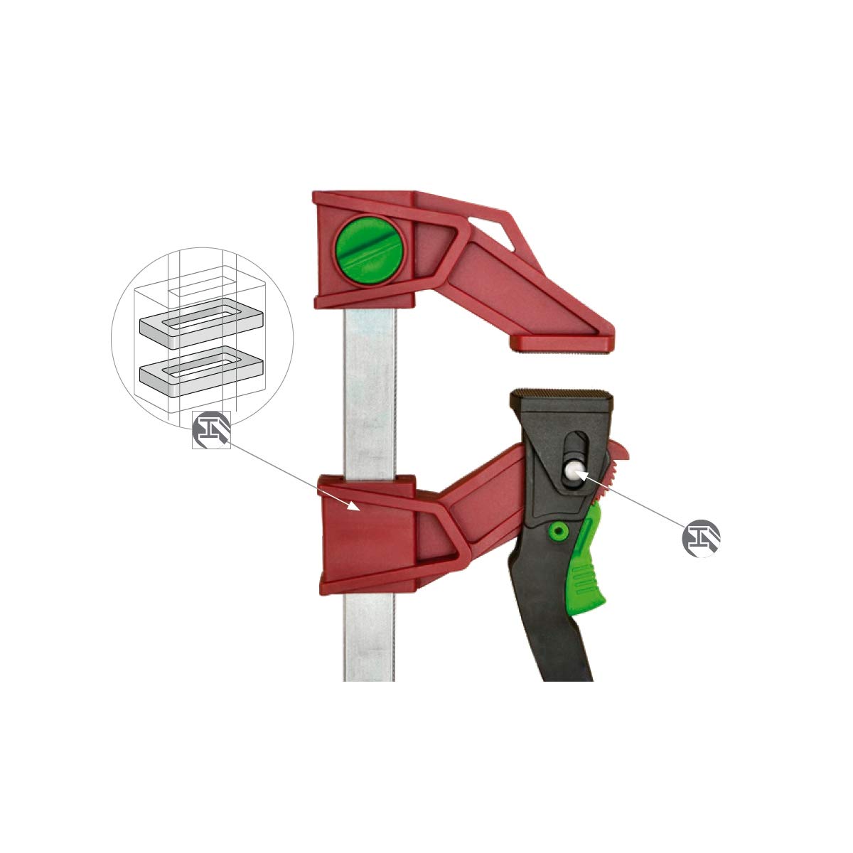 PIHER Leichter Knebel aus Nylon und Glasfaser, Rot