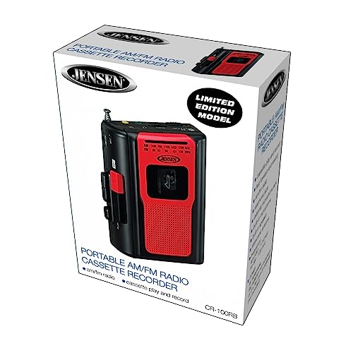 image for Jensen Retro Portable AM/FM Radio Personal Cassette Player Compact Lig