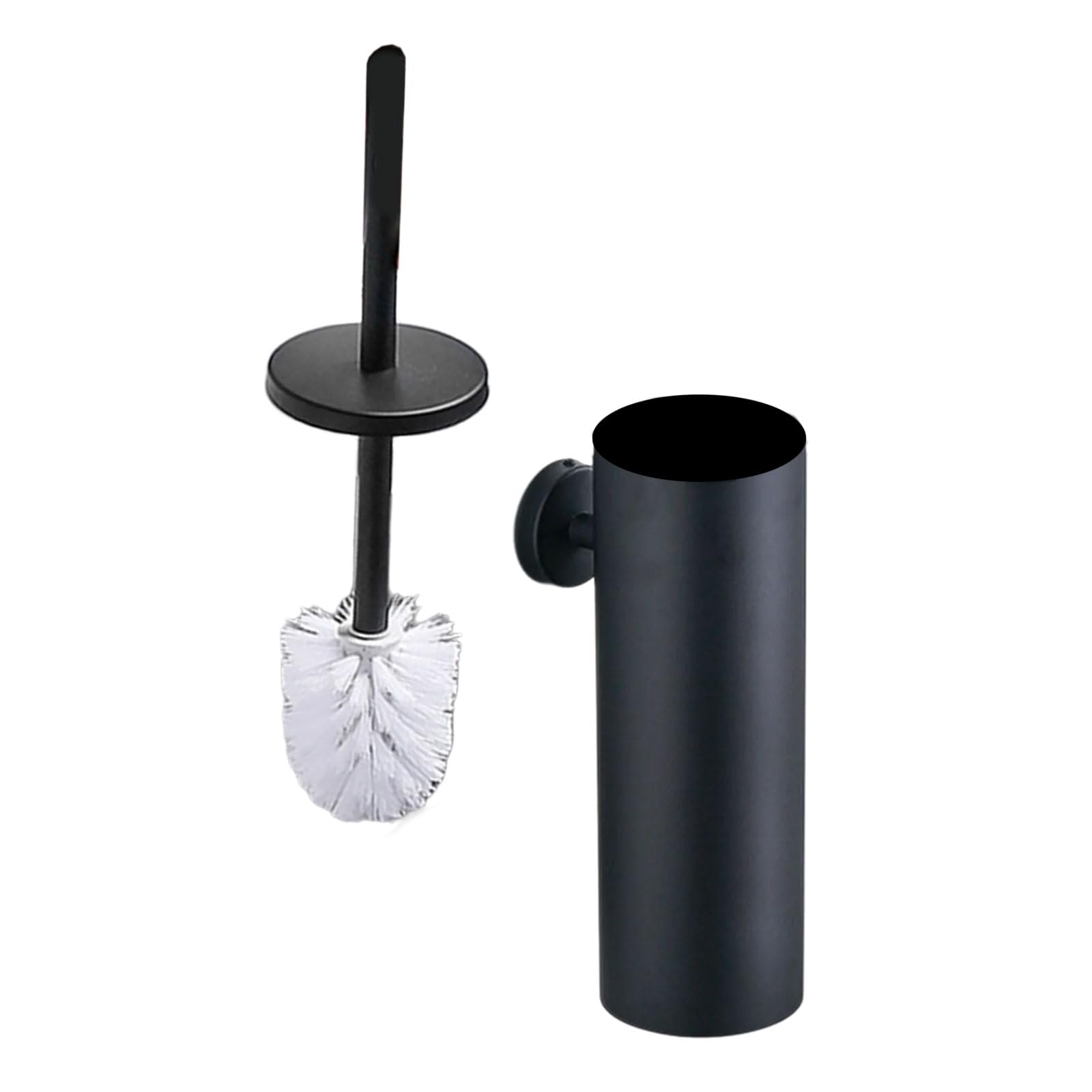 Kalttoy Black Bristles Toilet Cleaning Brush Wall Mounted Toilet Bowl Brush With Holder Cleaning Tool Bathroom Accessories Bathroom Aluminum Alloy