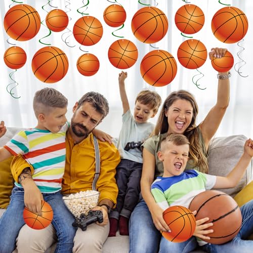 Image of 54Pcs Basketball Hanging Swirls Party Decorations Basketball Theme Birthday Party Decorations Supplies Sports Hanging Swirl Ceiling Streamers for Kids Boys Men