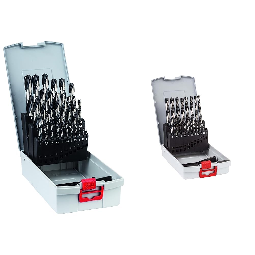Bosch Professional Ensemble de 25 forets hélicoÏdaux HSS PointTeQ (pour métal, ProBox, accessoires pour perceuses-visseuses) & Professional Ensemble de 19 forets hélicoÏdaux HSS PointTeQ